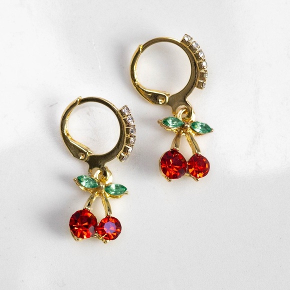 ✨For Love and Lemons Scarlett Rhinestone Cherry Earrings - Picture 1 of 3
